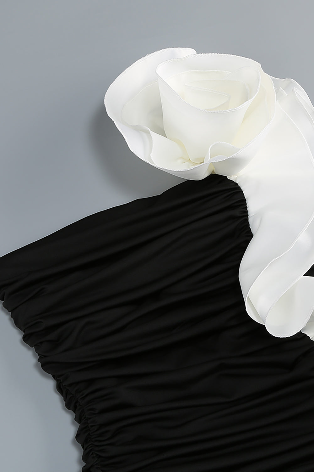 judy One Shoulder Peony Ruffle Gown in black