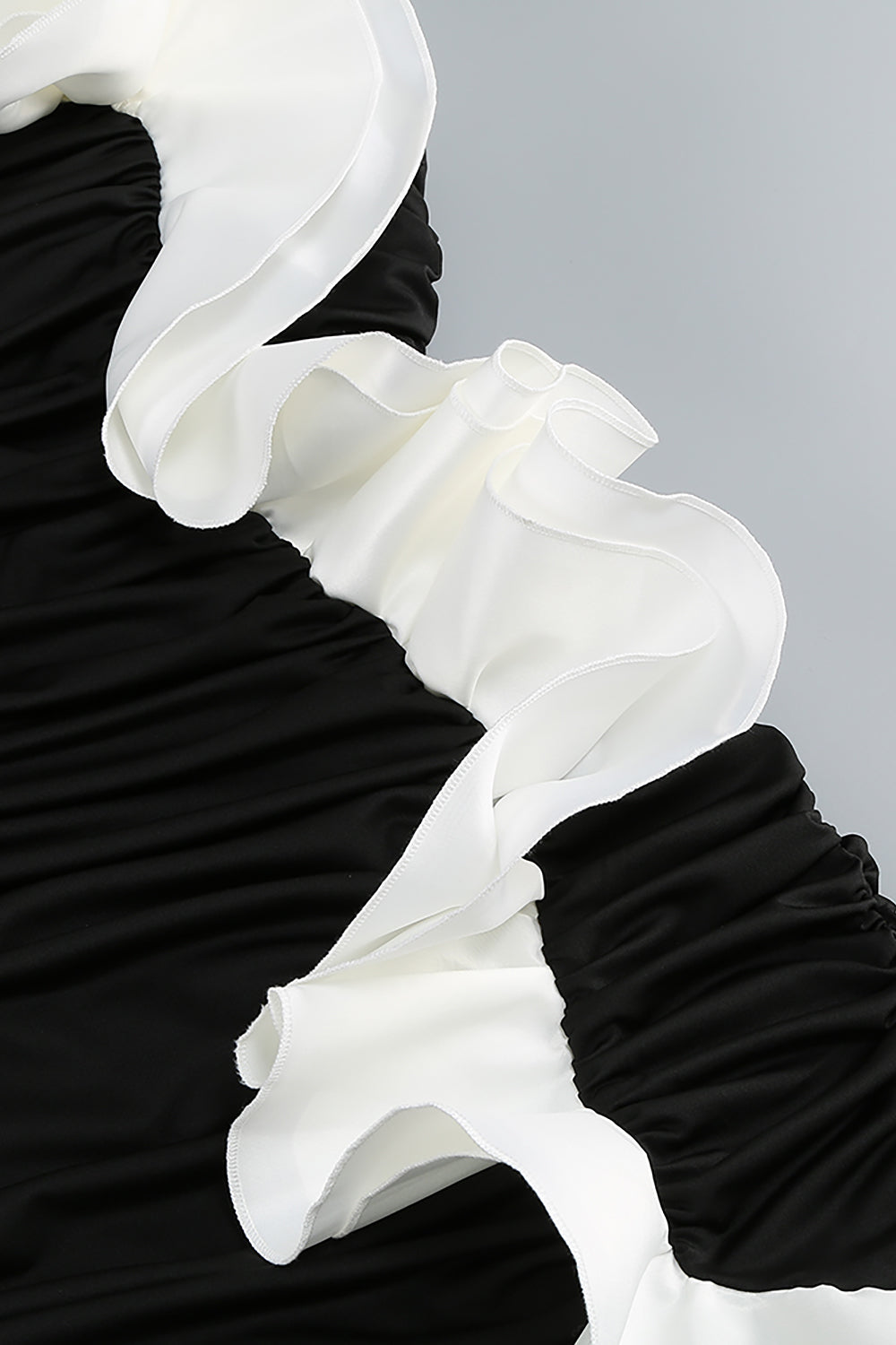 judy One Shoulder Peony Ruffle Gown in black