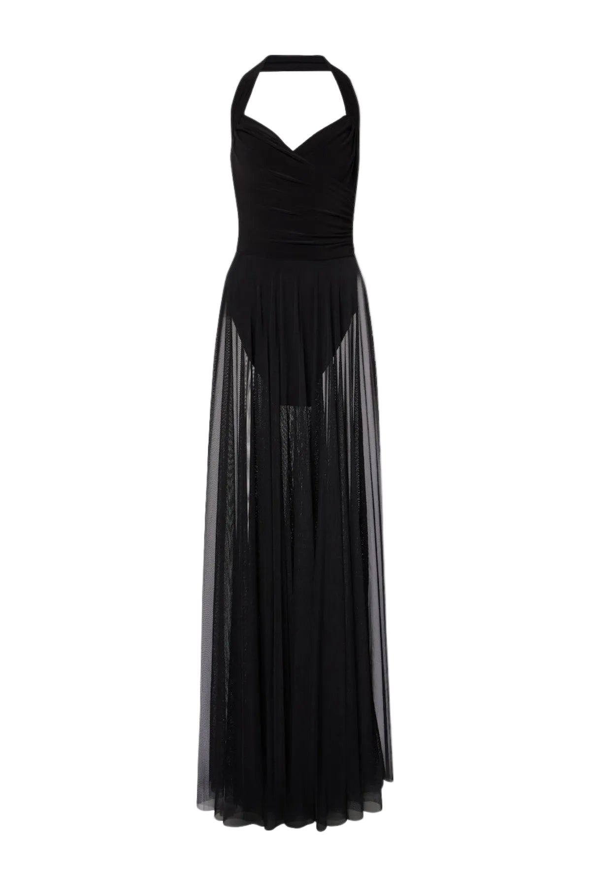 Ornan Halter Mesh Maxi Dress
