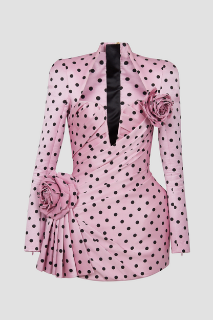 Ostelle Polka Dots Satin Mini Dress