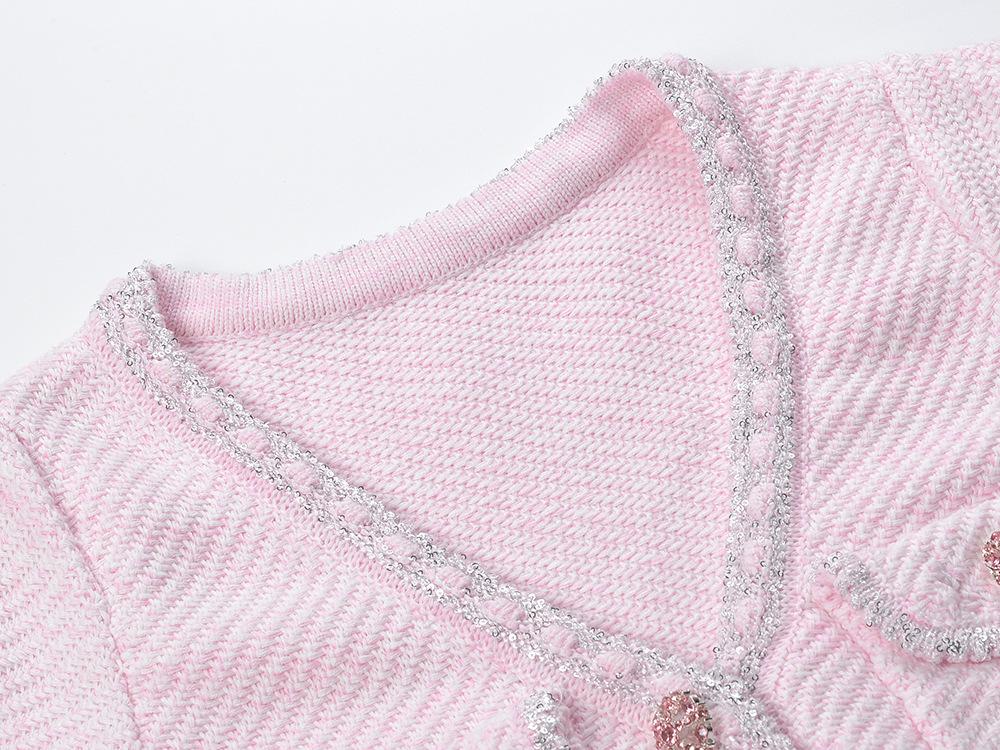 Karine pink V-neck knitted mini dress