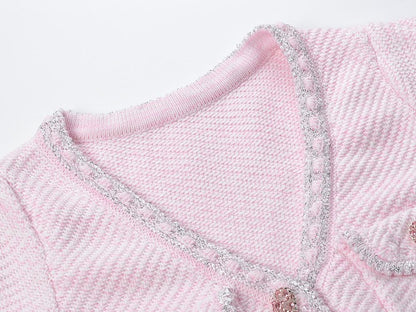 Karine pink V-neck knitted mini dress