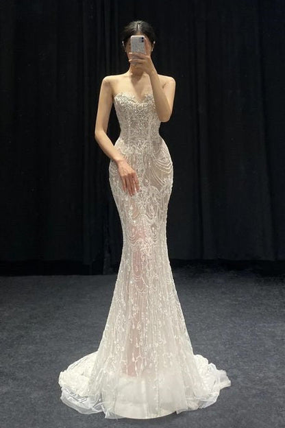 Mermaid Sleeveless White Dresses