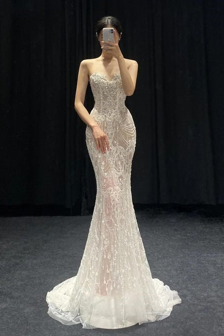 Mermaid Sleeveless White Dresses