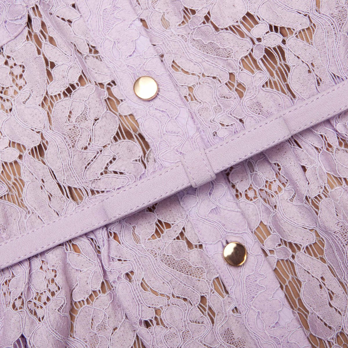 Lilac Lace Button Front Midi Dress