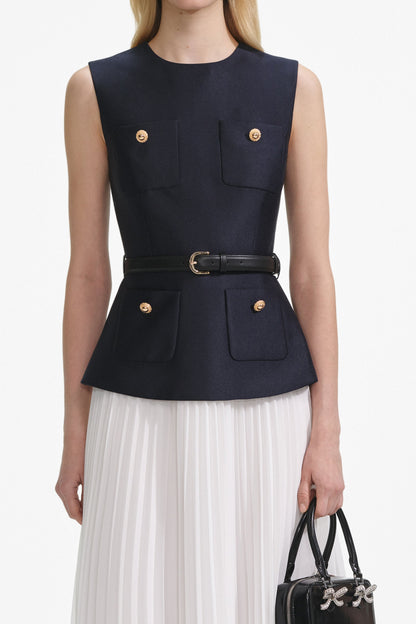 penny Navy Taffeta Midi Dress