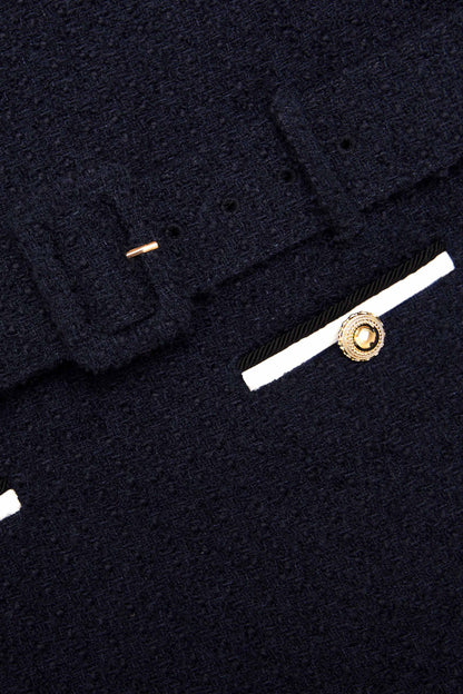 apphia Tweed low-rise pants set in navy blue