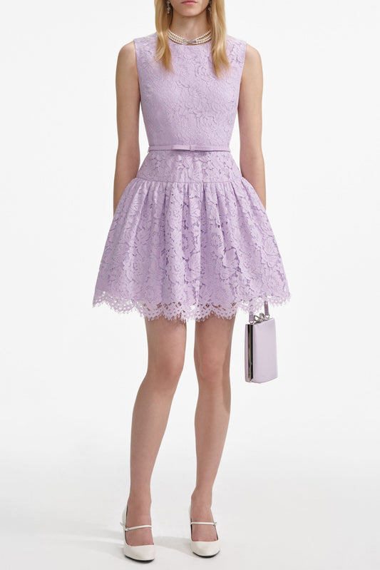 zora Lace Sleeveless Mini Dress in Lilac
