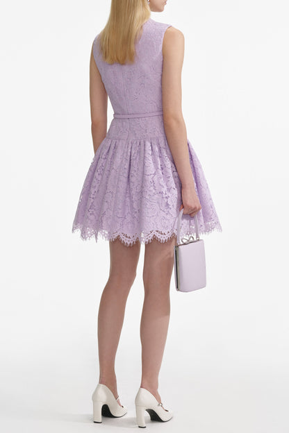 zora Lace Sleeveless Mini Dress in Lilac