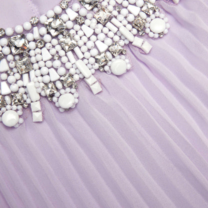 Lilac Chiffon Feather Midi Dress