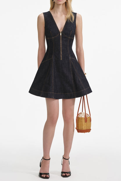 elizabeth Indigo Denim Mini Dress