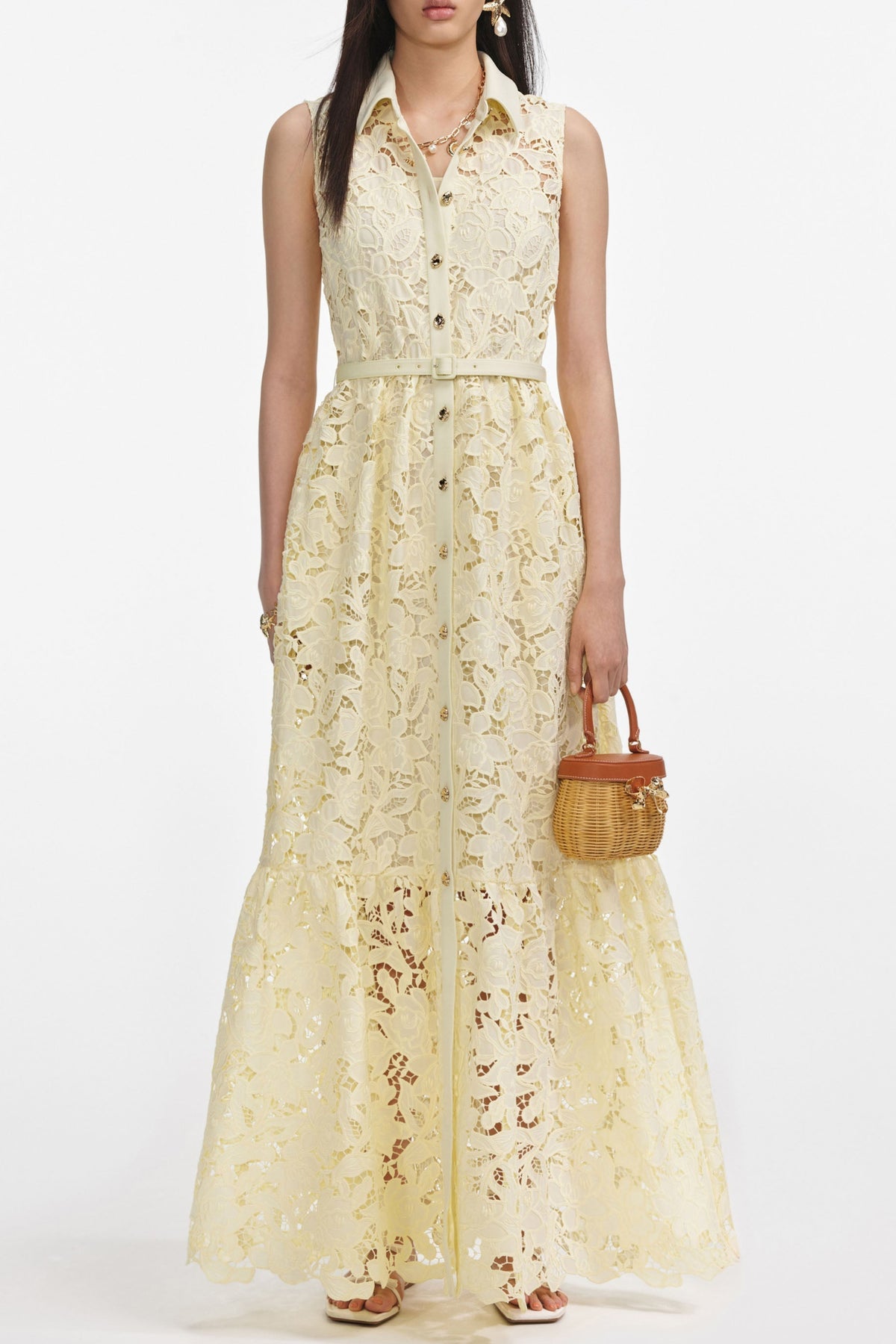 ingrid Yellow Lace Maxi Dress