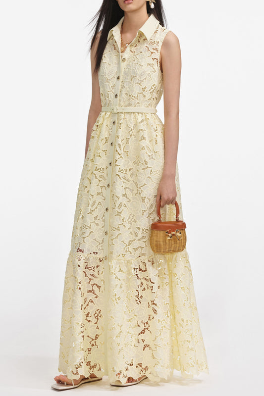 ingrid Yellow Lace Maxi Dress