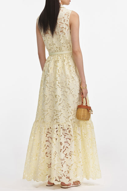 ingrid Yellow Lace Maxi Dress