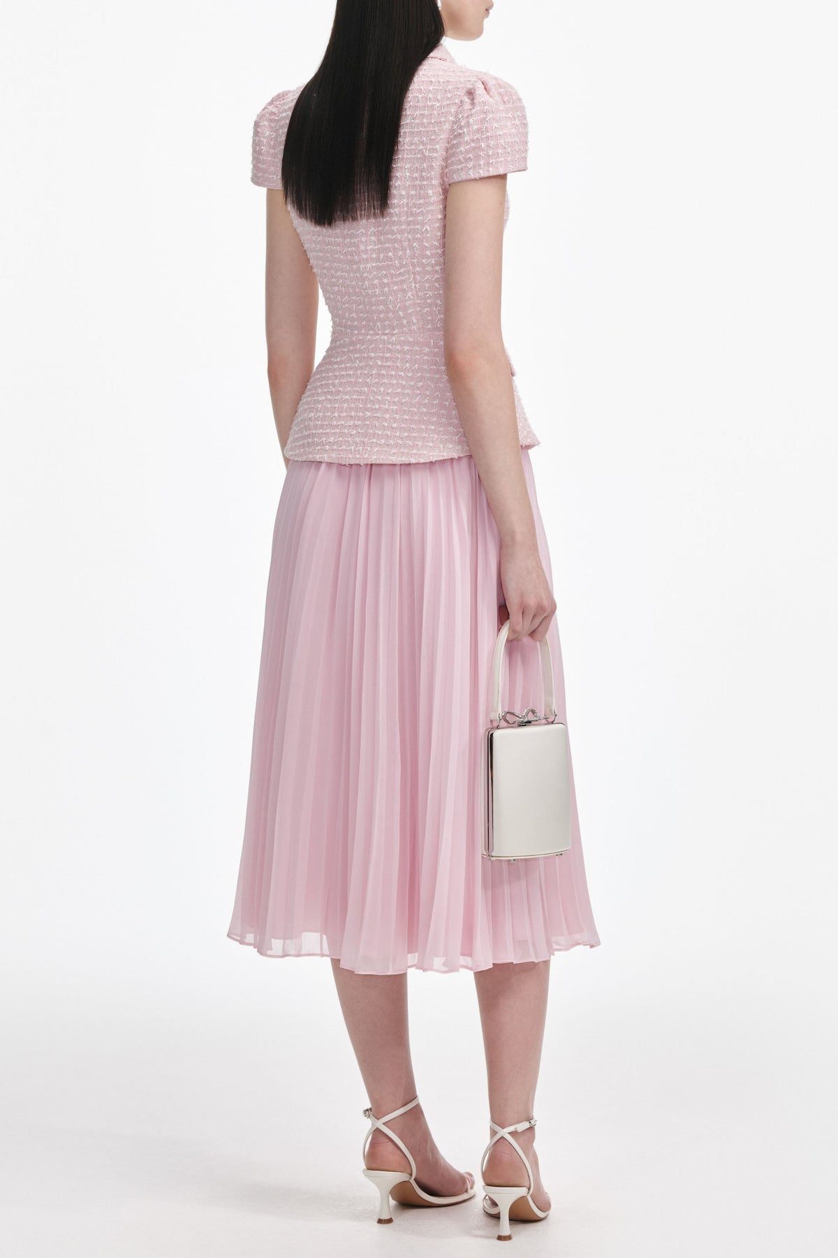 gill Pink Boucle Midi Dress