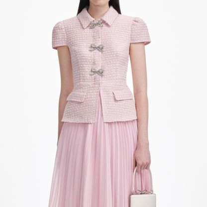gill Pink Boucle Midi Dress