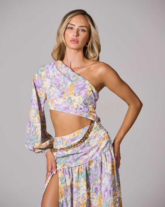 Floral One-Shoulder Maxi Dress