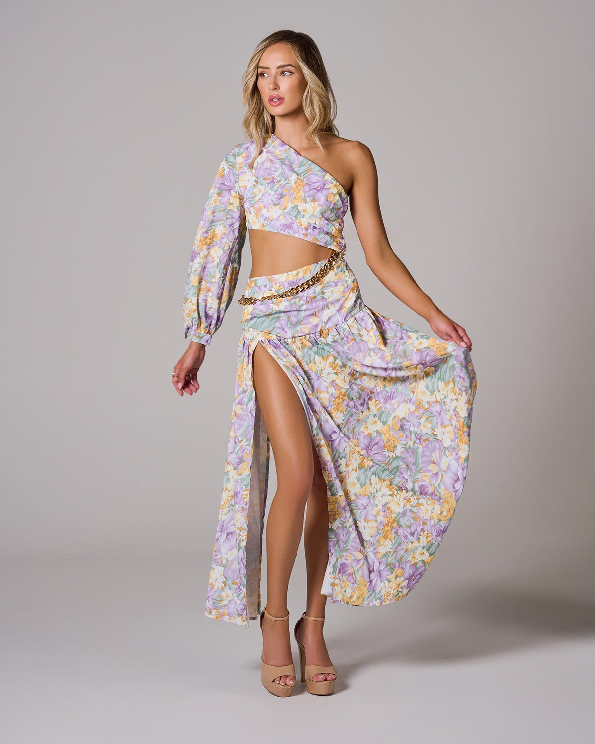 Floral One-Shoulder Maxi Dress