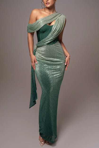 alma Emerald Green Halter Strap Maxi Dress