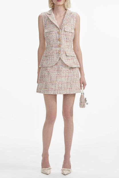 Pastel Boucle Tailored Mini Dress