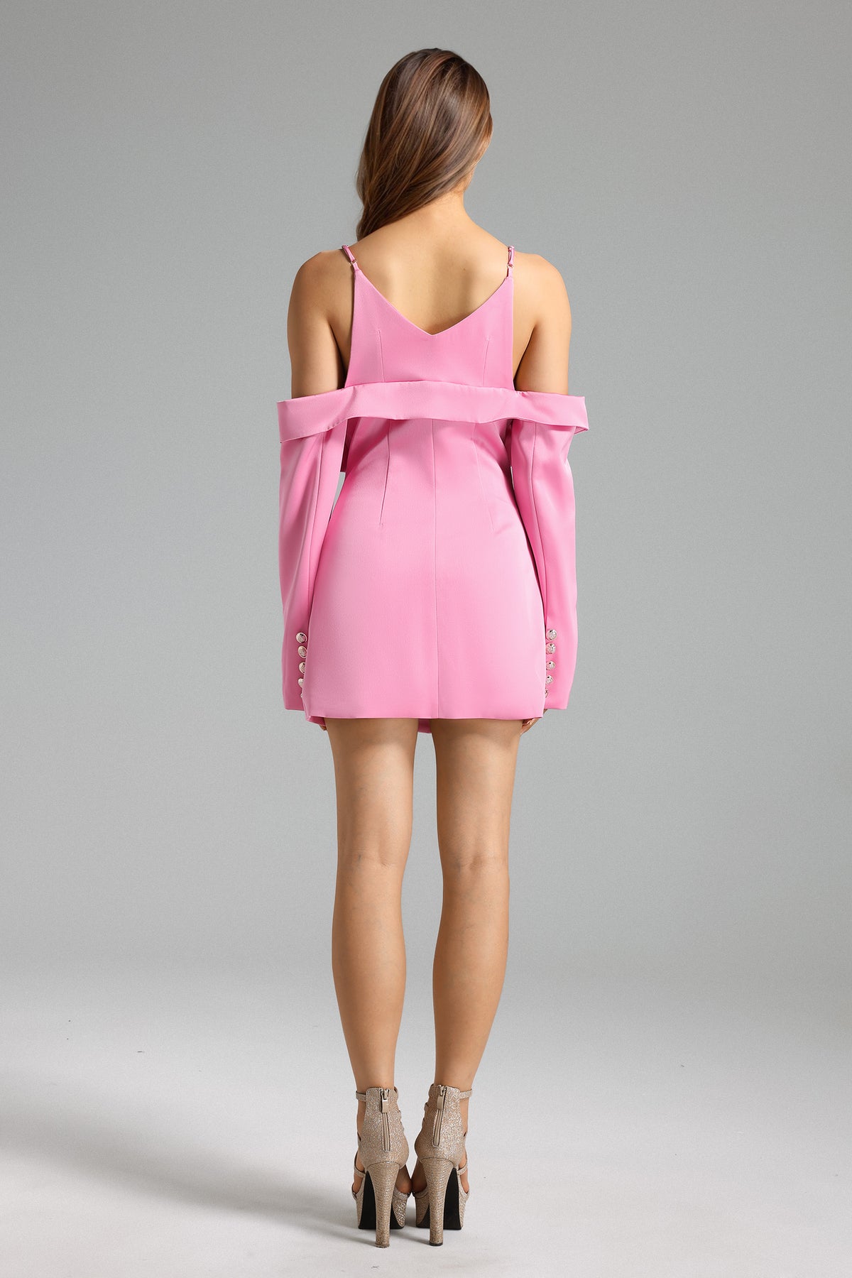 Paulina Satin Off Shoulder Mini Blazer Dress