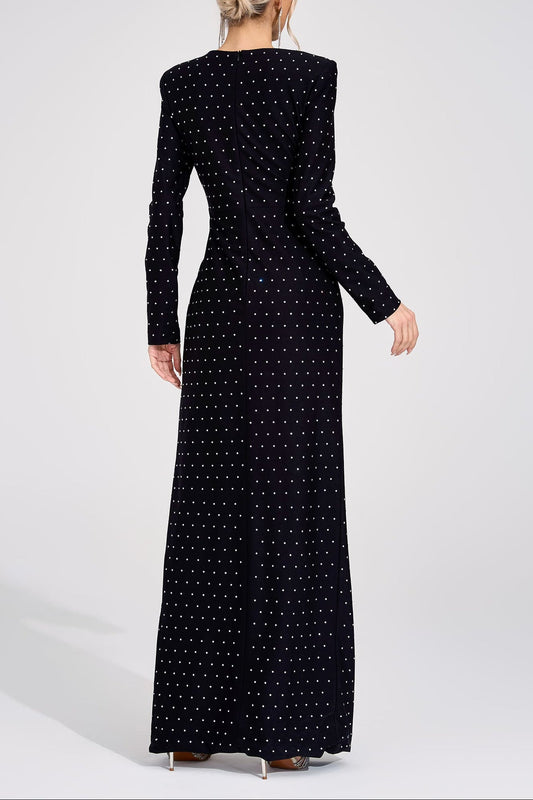 roxanne Black Diamond high slit Maxi Dress