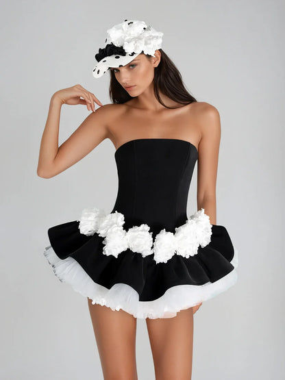 Archer Floral Strapless Mini Dress & Shorts Set
