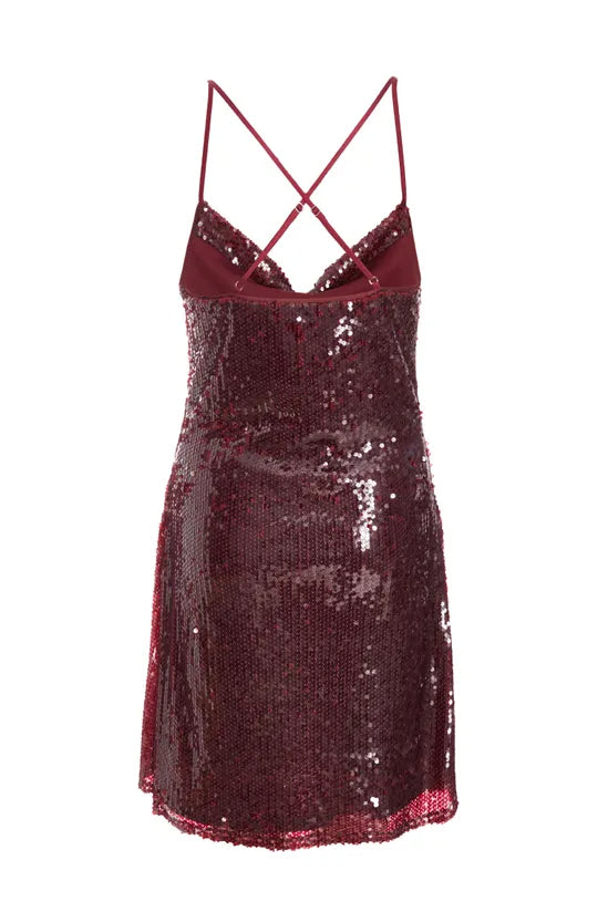 Wine Sequin Mini Dress