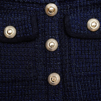knit peplum maxi dress in dark blue