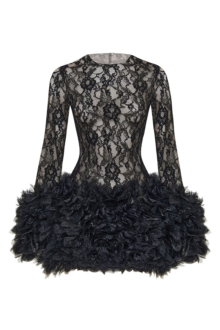 Mini lace dress with flowers