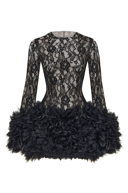Mini lace dress with flowers