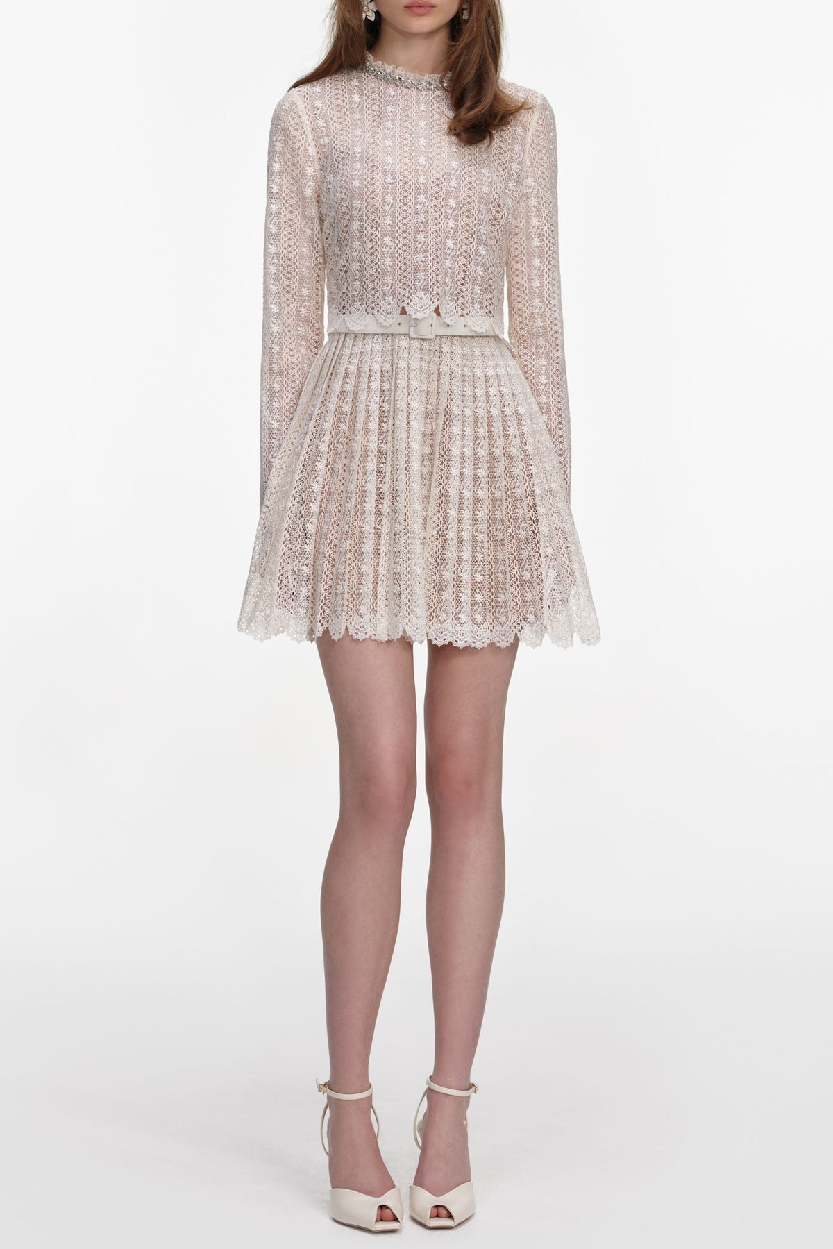 odelette Cream Organza Lace Mini Dress