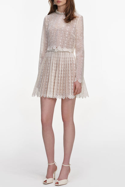 odelette Cream Organza Lace Mini Dress