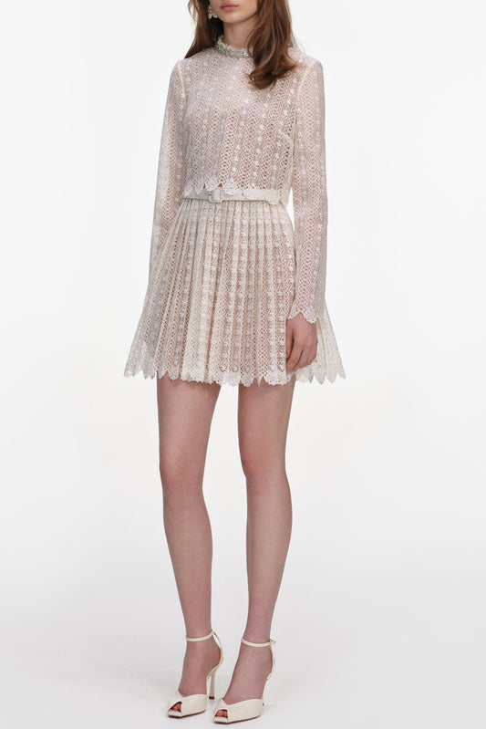 odelette Cream Organza Lace Mini Dress