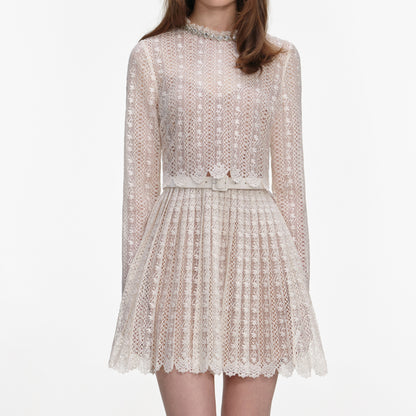 odelette Cream Organza Lace Mini Dress