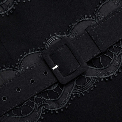 rae Black Crepe Midi Dress