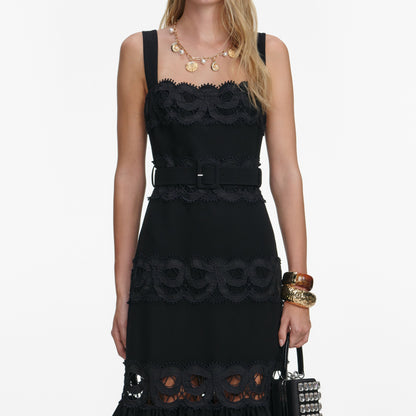 rae Black Crepe Midi Dress