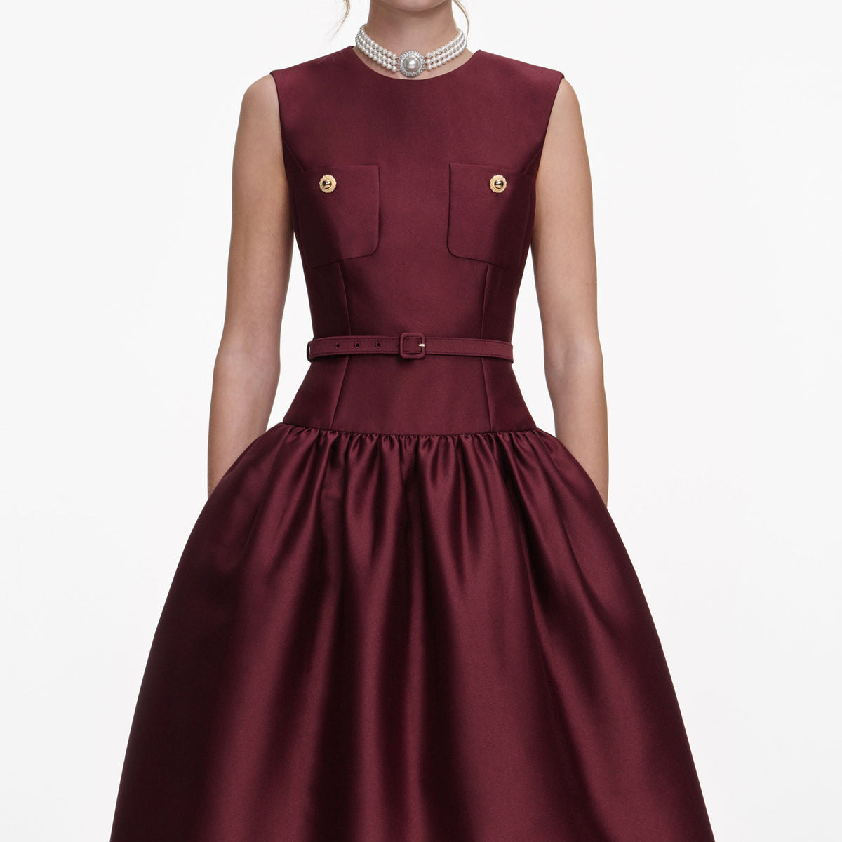 jocelyn Bowknot-Side Bandage Strapless maxi Dress in burgundy