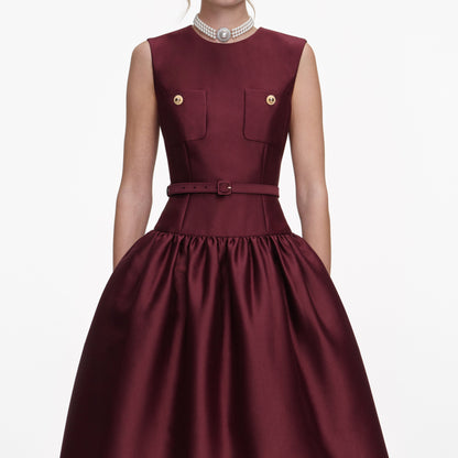 jocelyn Bowknot-Side Bandage Strapless maxi Dress in burgundy