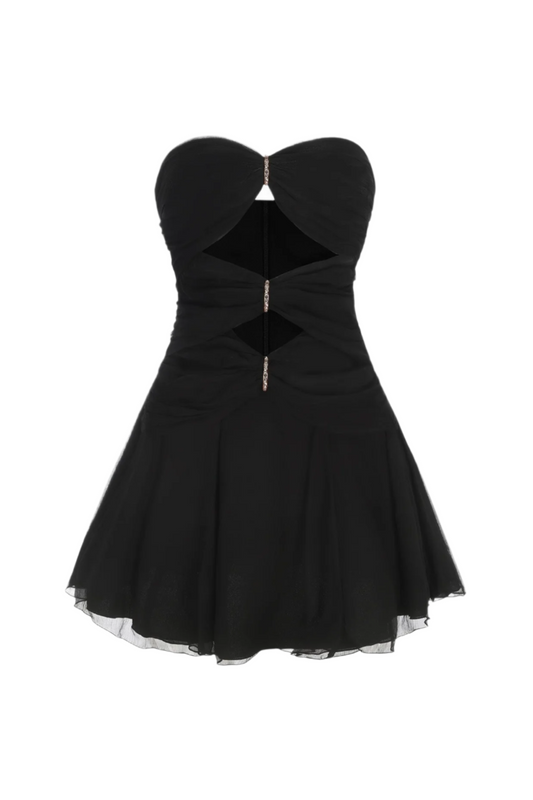 Strapless Cutout Mini Dress - Black