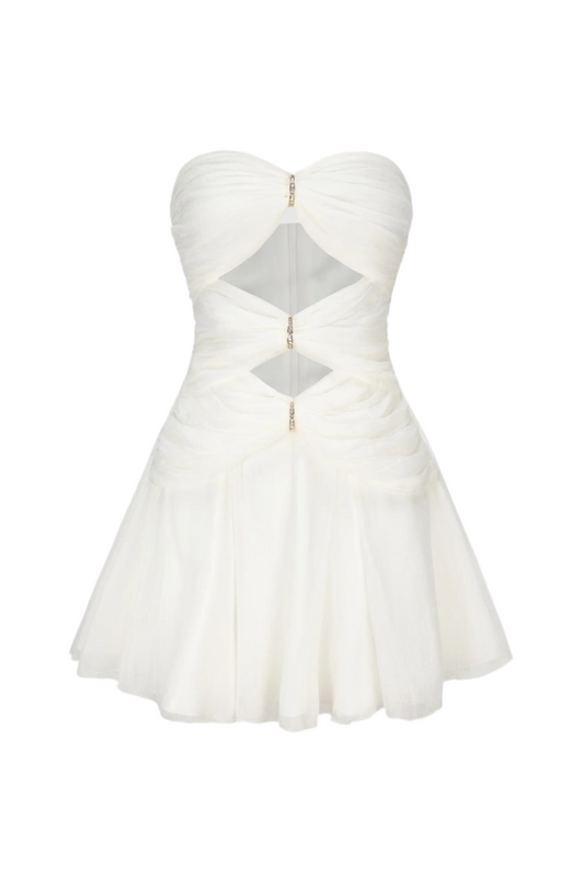 Strapless Cutout Mini Dress - White