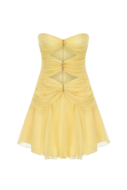 Rerynne Strapless Cutout Mini Dress - Yellow