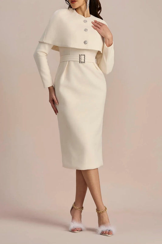 ROBERTA CAPE TOP LONG SLEEVE DRESS SET