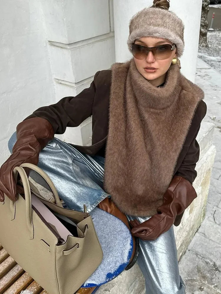 Faux Fur Vest Crop Top