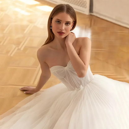 Strapless Sweetheart Corset Midi Wedding Dress