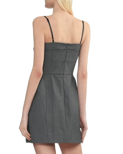 arabela bow-embellished mini dress in grey
