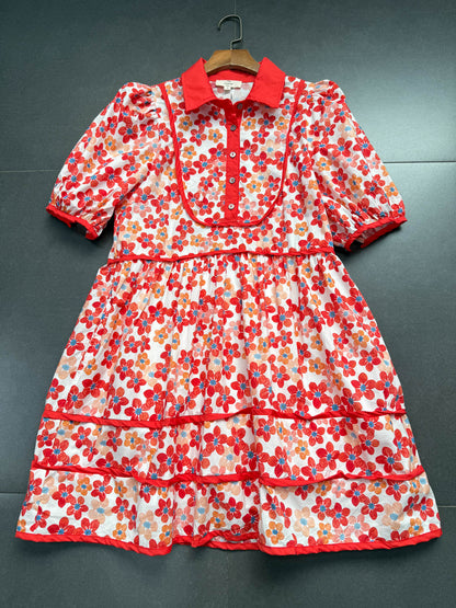 Floral Print Collared Mini Dress