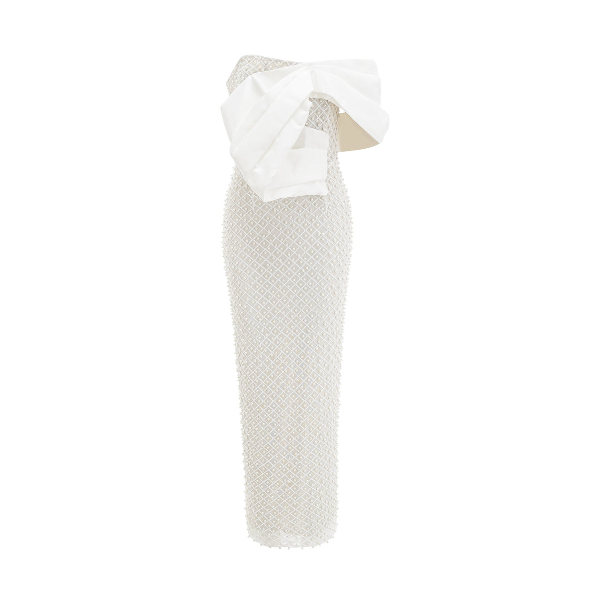 Maura faux-pearl off-shoulder dress