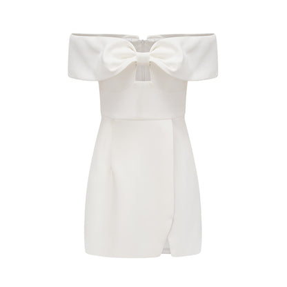 Victoire bow-detail off-shoulder dress