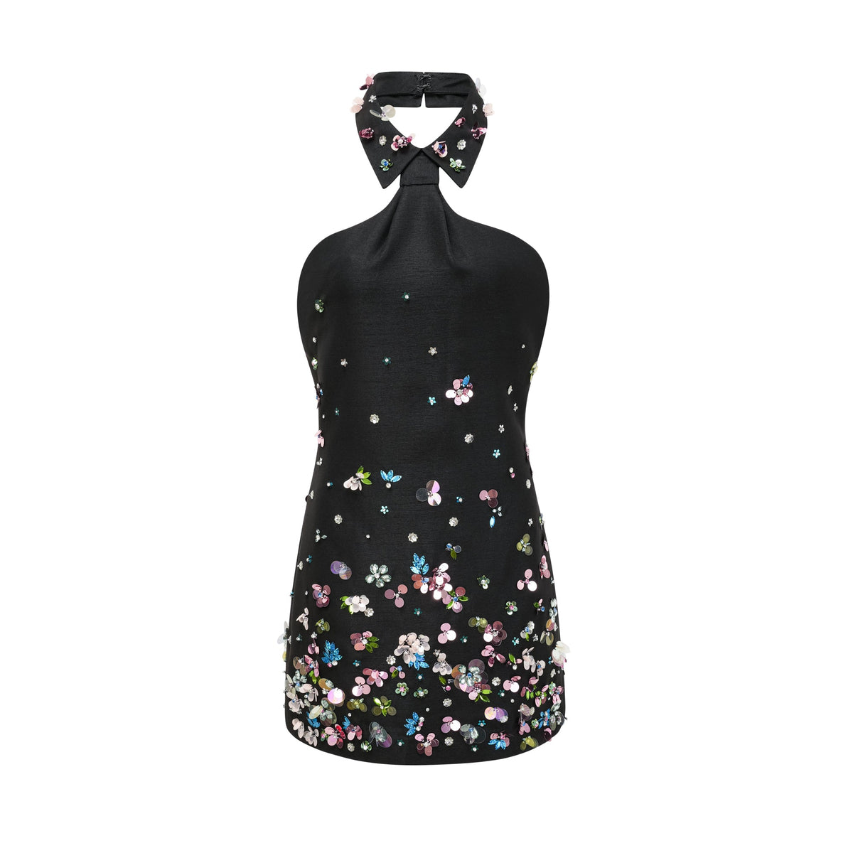 Roseline embellished halterneck mini dress